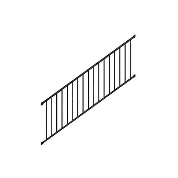 WESTBURY Tuscany 8 ft. x 36 in. Textured Black Aluminum Rail Kit Stair ...