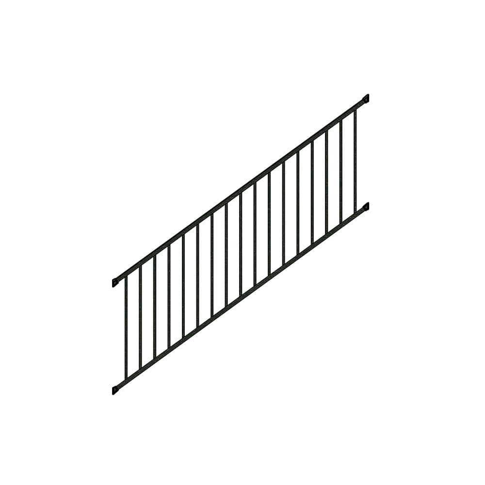 WESTBURY 96 in. x 36 in. Textured Black Aluminum Tuscany Stair Railing ...