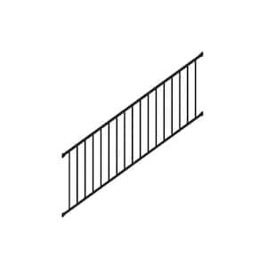 WESTBURY 96 in. x 36 in. Textured Black Aluminum Tuscany Stair Railing ...