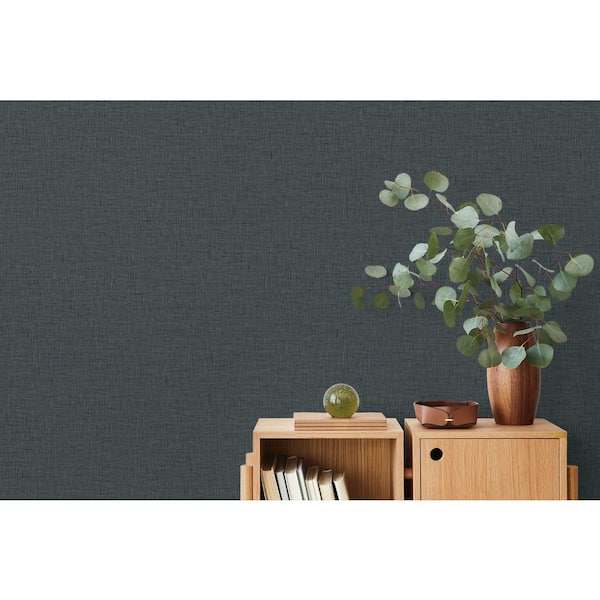 Seabrook Designs 60.75 sq. ft. Aegean Blue Stretford Linen Embossed Vinyl Unpasted Wallpaper Roll