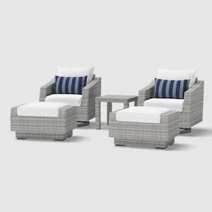 Cannes 5-Piece Wicker Motion Patio Conversation Set with Sunbrella Centered Ink Cushions