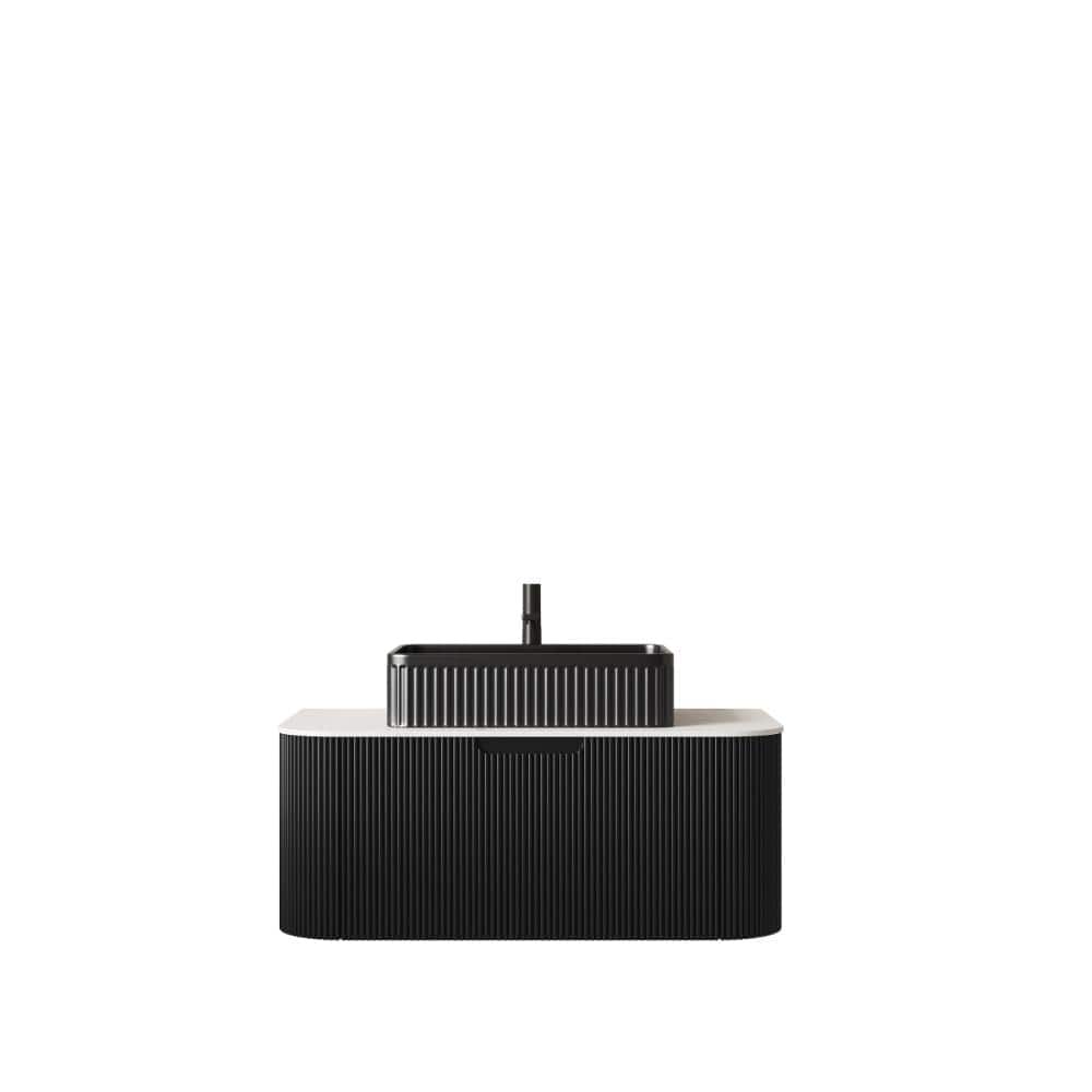 36 in. Wall-Mounted Black Bath Vanity with Carrara White Sintered Stone Top Pre-Assembled price history on PriceWatchPro