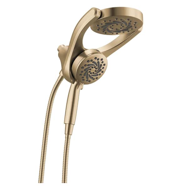 Delta HydroRain Gold with Cleaning Spray 5-Spray Dual Wall Mount Fixed and Handheld Shower Head 1.75 GPM in Champagne Bronze