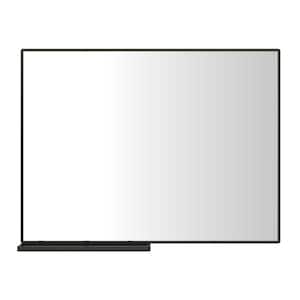 40 in. W x 30 in. H Rectangle Framed Modern Black Mirror With Storage Rack Aluminum Frame for Living Room Bedroom