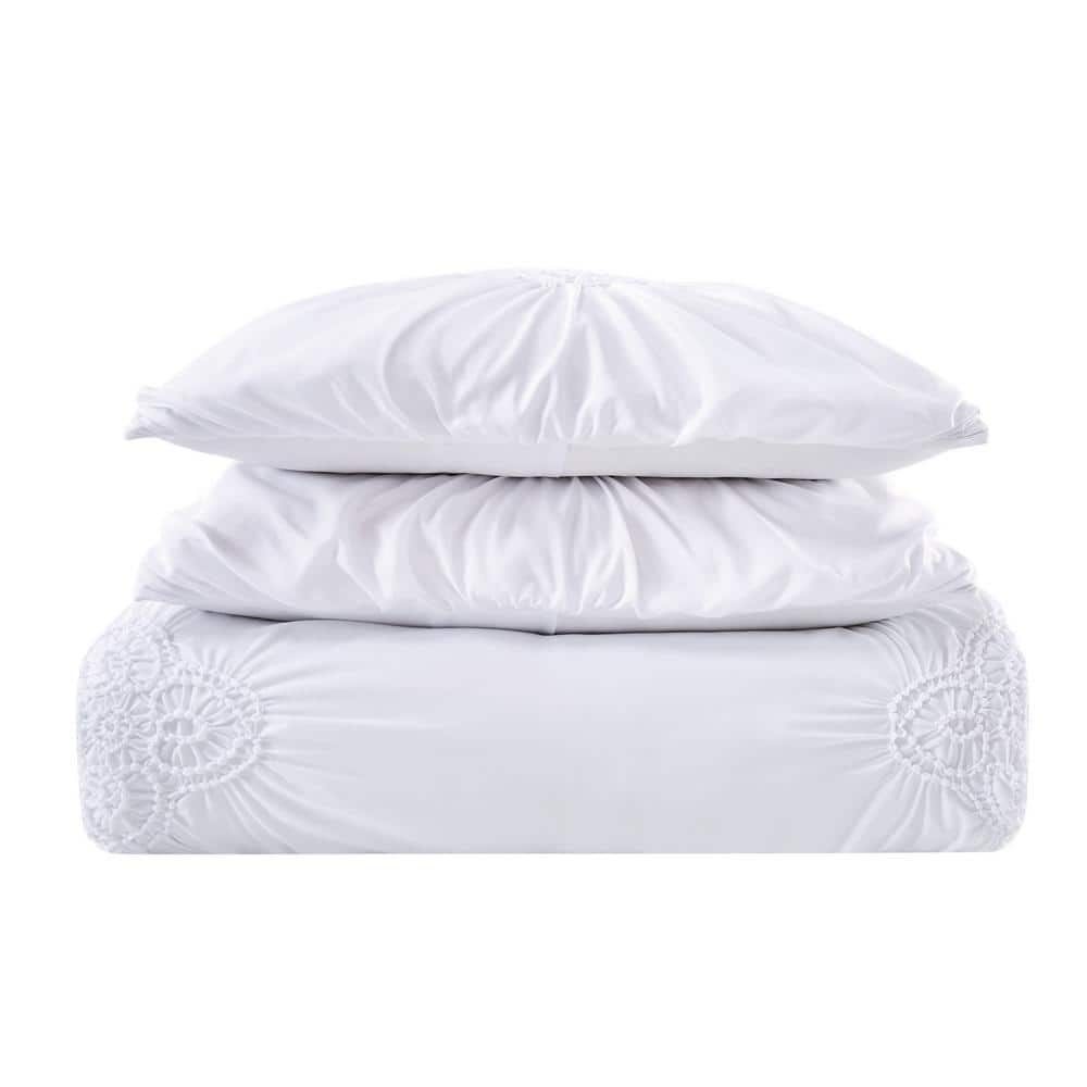 White King Microfiber Rouched Comforter Set