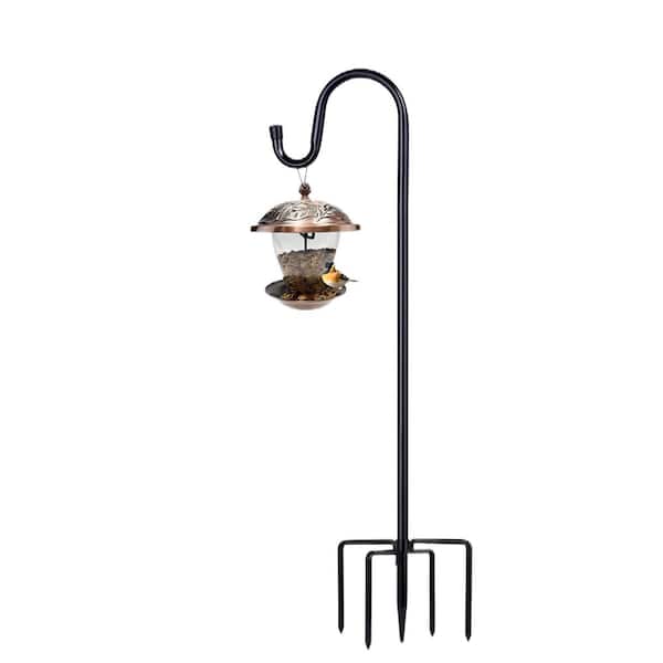 1 Pack 46 Inch Bird Feeder Pole with 5 Prongs Base for Hanging Lantern, Shepherds Hook for Bird Feeders for Outside