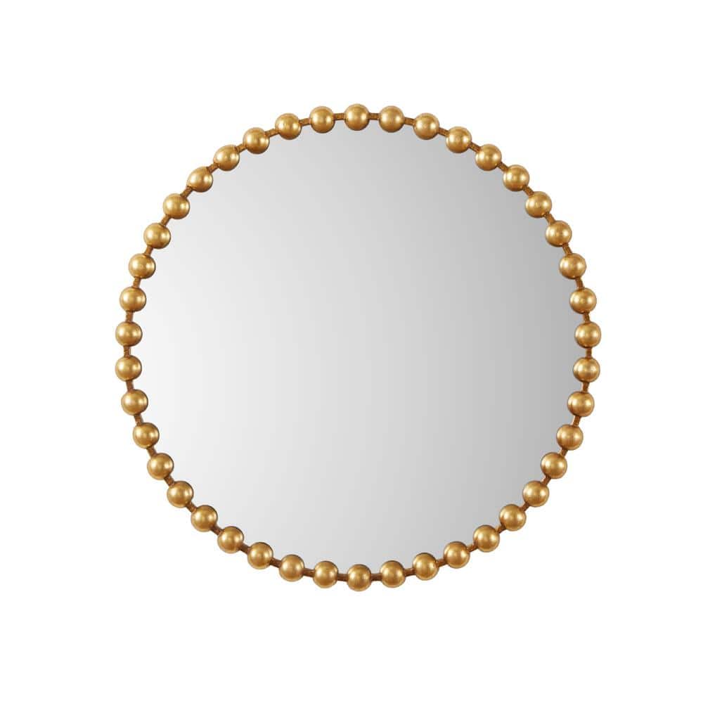 Madison Park Signature Marlowe Gold 36 in. Dia Beaded Round Wall Mirror