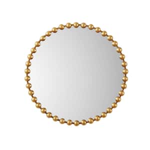 Marlowe Gold 36 in. Dia Beaded Round Wall Mirror