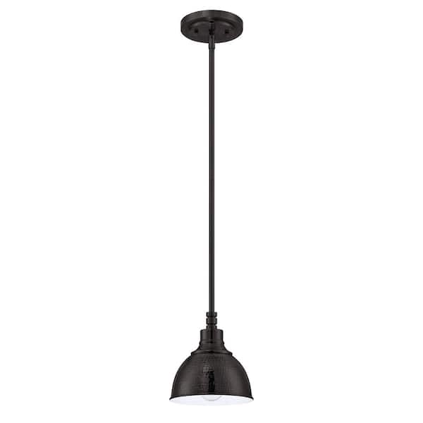 CRAFTMADE Timarron 100-Watt 1 Light Aged Bronze Brushed Finish Mini Pendant Light with Steel Shade, No Bulbs Included