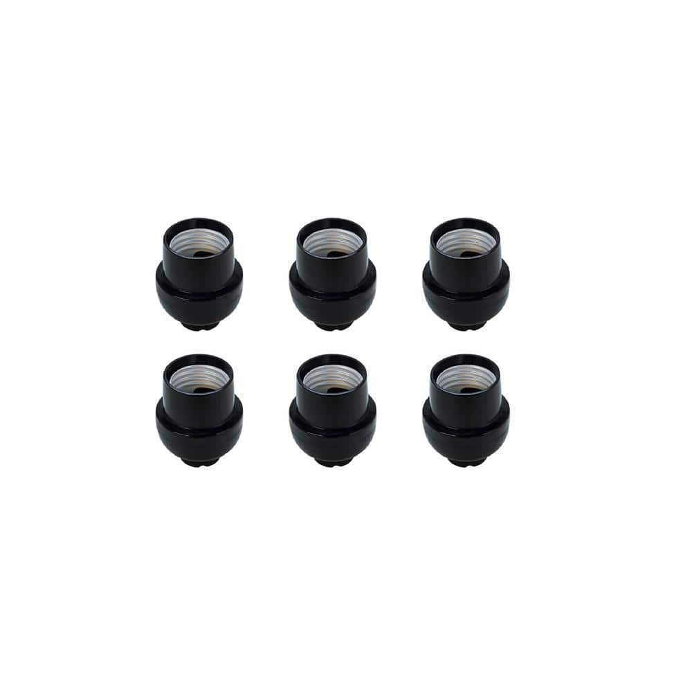 Black Phenolic Lamp Socket Set with Medium E26 Base, 6-Pack