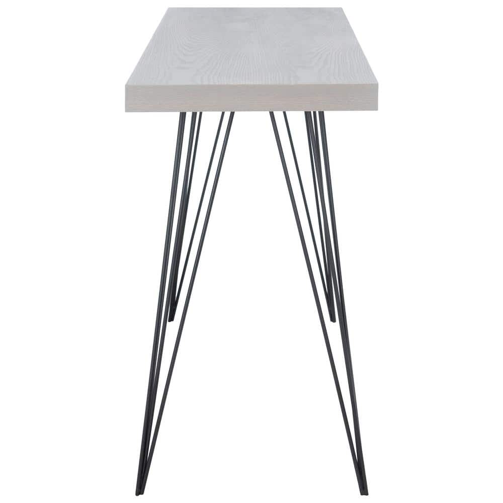 Gray and Black Rectangular Wood and Metal Console Table