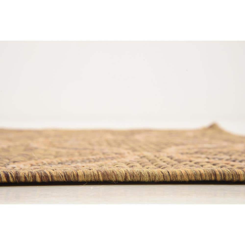 Light Brown Synthetic Reversible Outdoor Runner Rug
