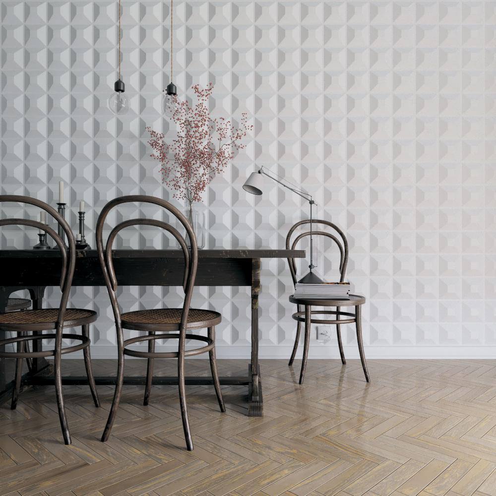 White Textured 3D PVC Decorative Wall Panel 11 7/8" x 11 7/8"