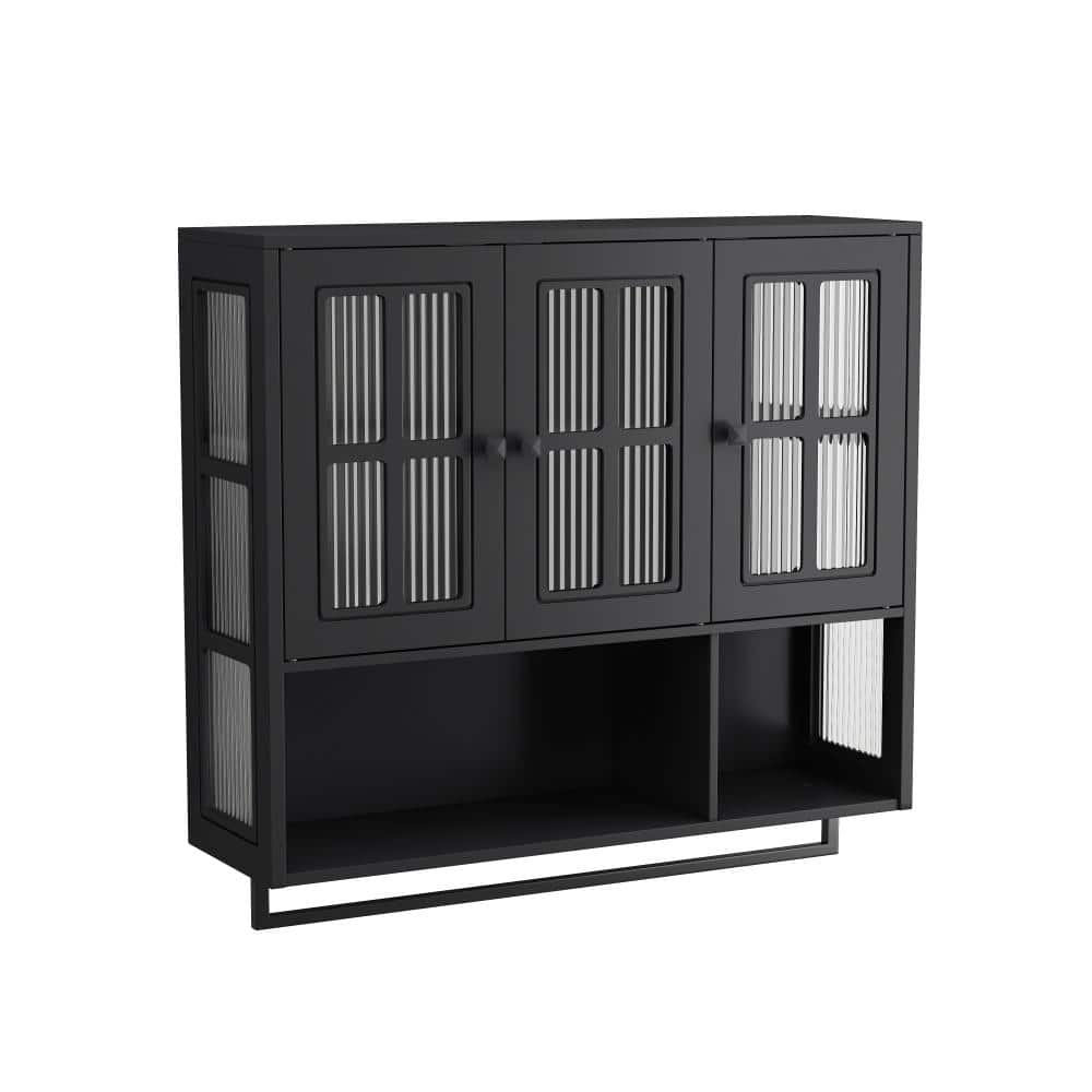 34.65 in. W x 10.24 in. D x 32.48 in. H Bathroom Storage Wall Cabinet in Black price history on PriceWatchPro
