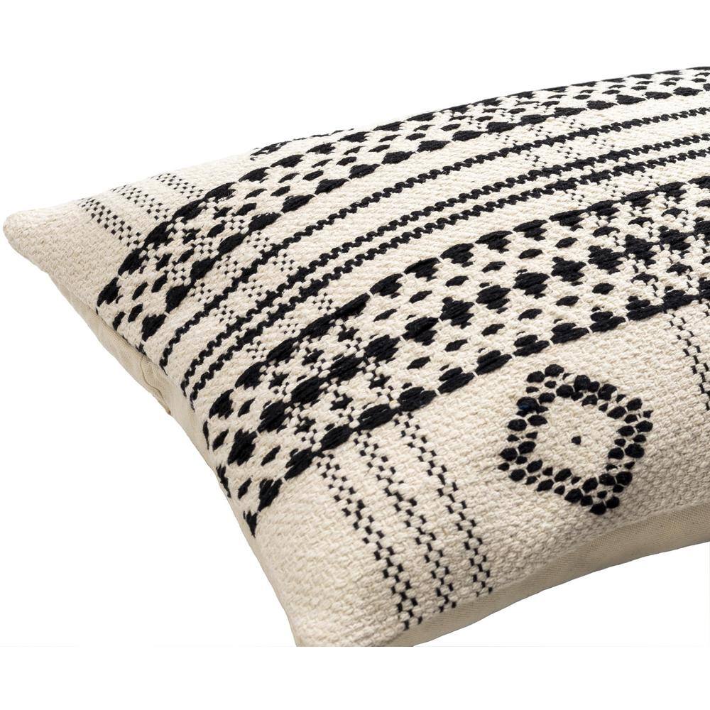 Myrna Beige and Black Cotton Rectangular Accent Pillow