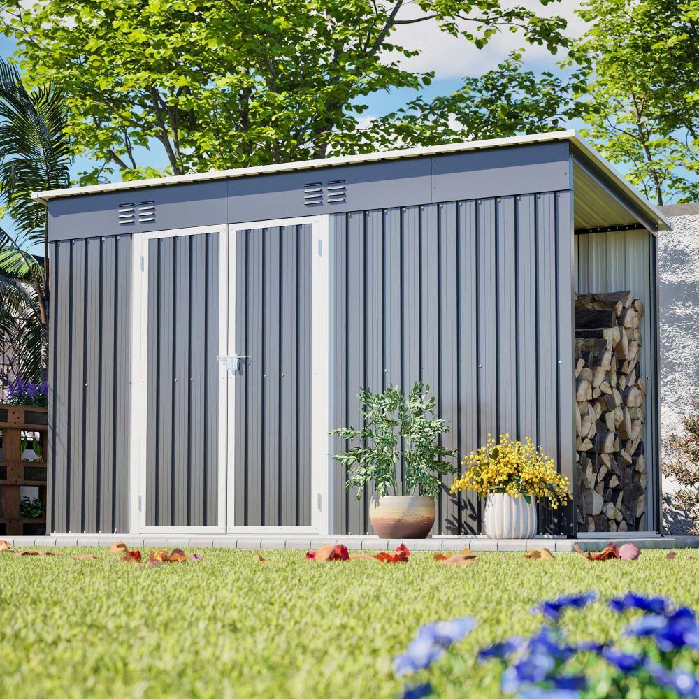 10 ft. W x 4 ft. D Outdoor Metal Storage Shed for Garden Tools