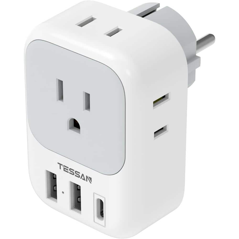 3 Amp AC/DC Adapter Germany France Travel Converter Plug Adaptor with 3 USB Ports in White Gray 2-to3 Prong Adapter price history on PriceWatchPro