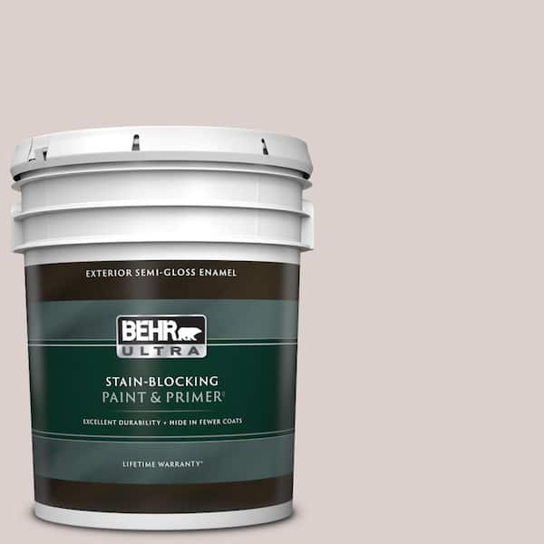 BEHR ULTRA 5 gal. #N130-1 Pearls and Lace Semi-Gloss Enamel Exterior Paint & Primer