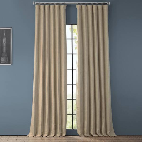 tan and white curtains
