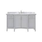 Sassy 60 in. W x 22 in. D Vanity in Dove Gray with Marble Vanity Top in White with White Sink