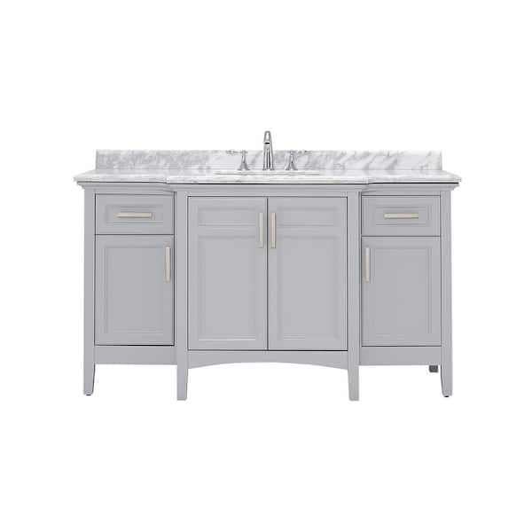 Sassy 60 in. Single Sink Dove Gray Bath Vanity with Carrara Marble Top (Assembled)