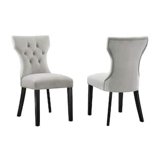 Light Gray Silhouette Performance Velvet Dining Arm Chair (Set of 2)