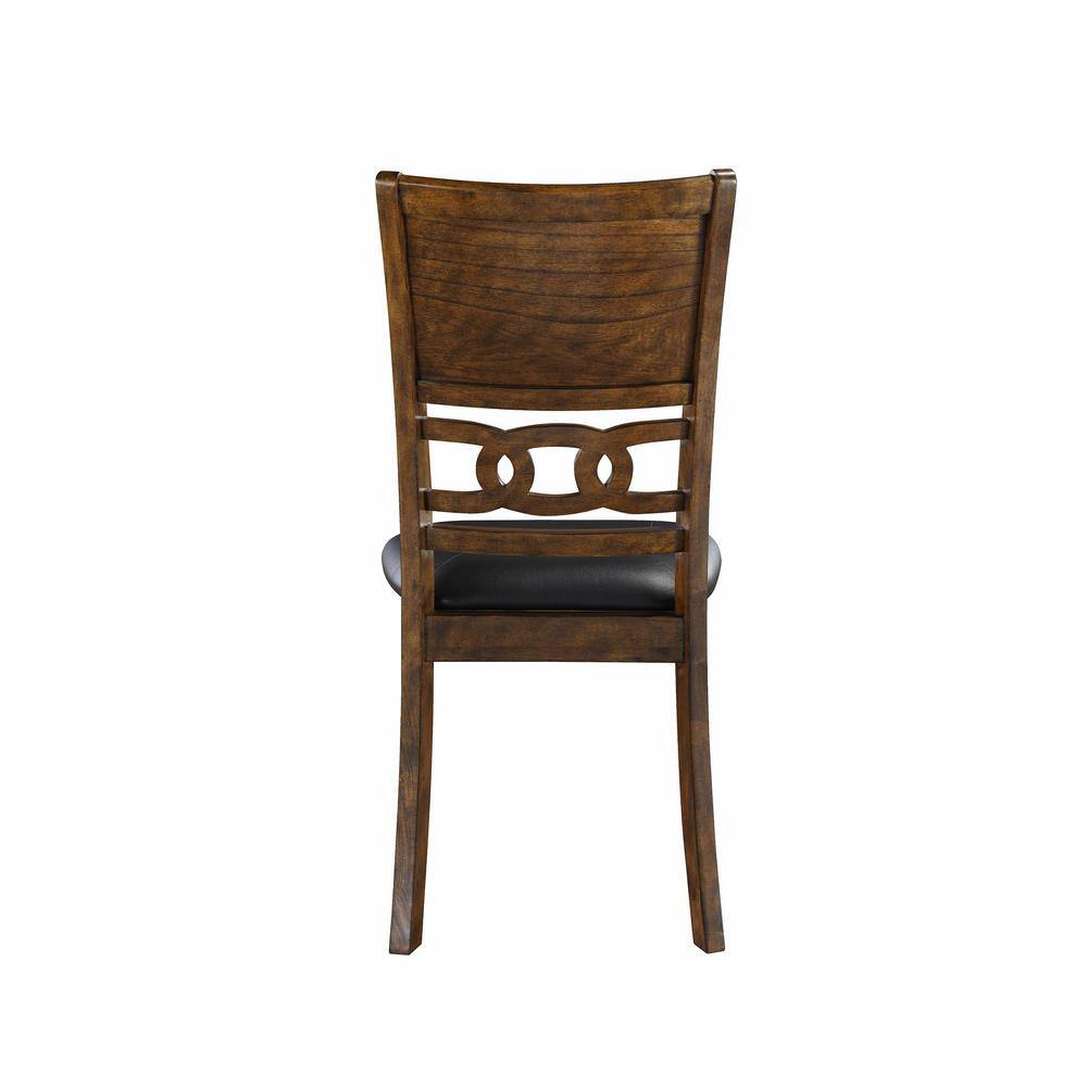 Gia 60" Warm Brown Wood Dining Set with Black Cushions