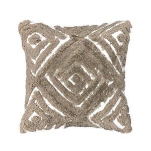 York Cotton Decorative Pillow 18 in. x 18 in. Brown