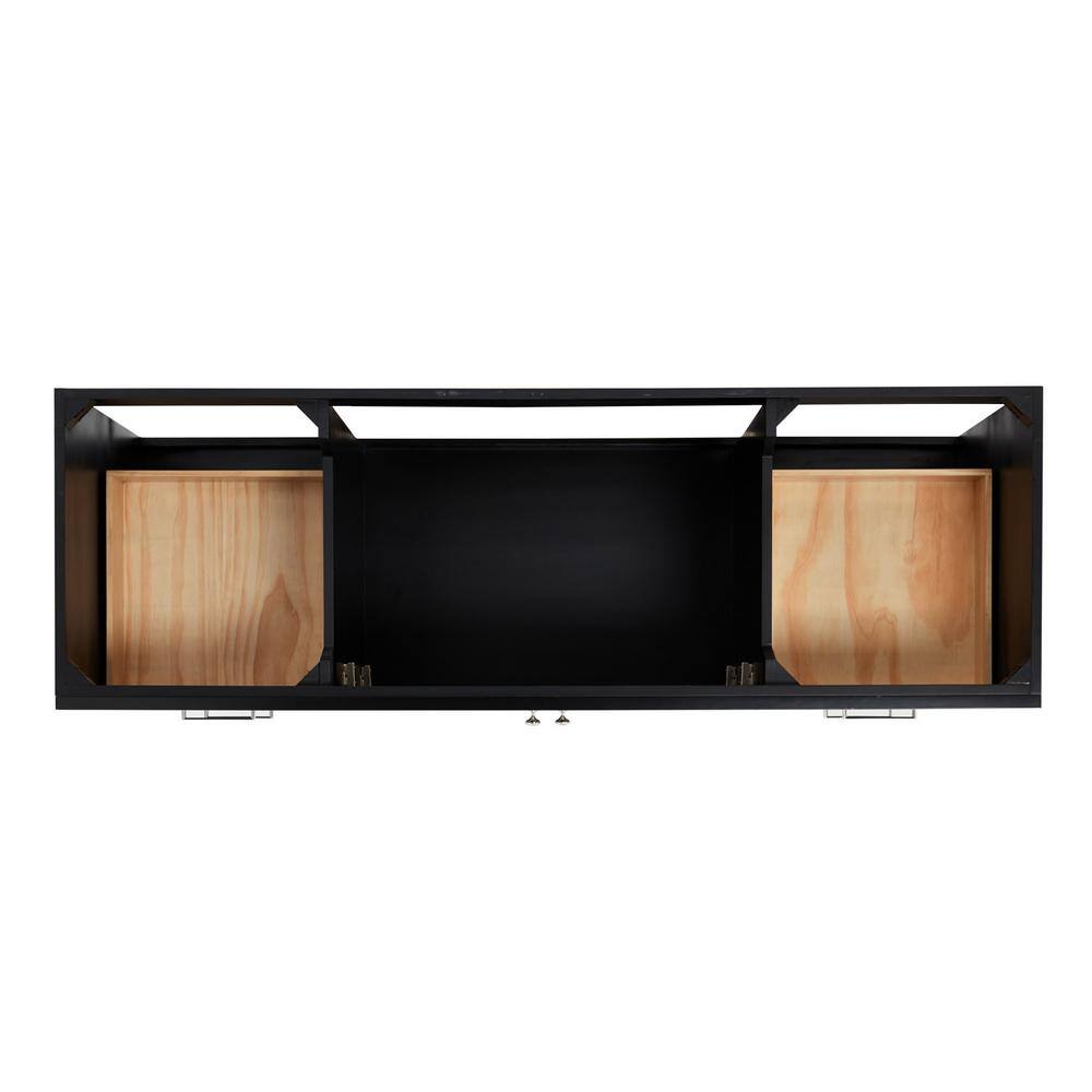 Hamlet Black 66" Freestanding Single Vanity Cabinet with Nickel Hardware