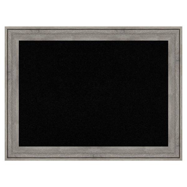 Amanti Art Regis Barnwood Grey Wood Framed Black Corkboard 33 in. x 25