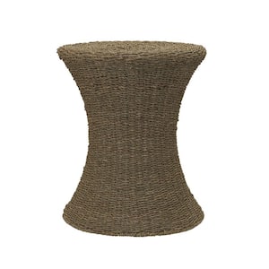 Woven 18 in. Natural Hourglass Shaped Seagrass End Table