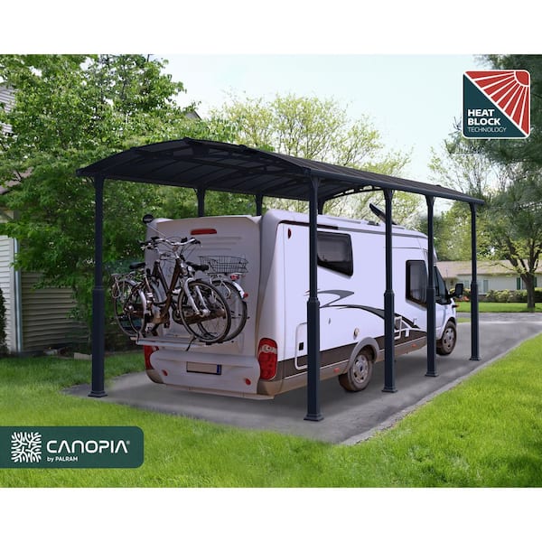 Alpine 12 ft. x 35 ft. Gray/Gray RV Carport and Boat Shelter