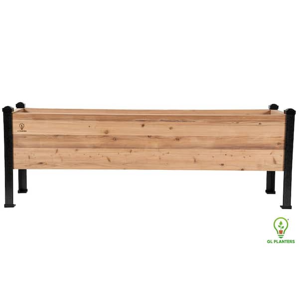 72 in. x 18 in. x 24 in. Raised Elevated Natural Cedar Wood Garden Planter GFRP Legs High Quality Heavy Duty