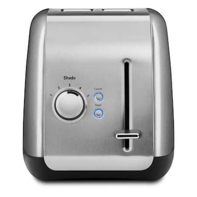 2-Slice Silver Wide Slot Toaster with Crumb Tray and Shade Control Settings
