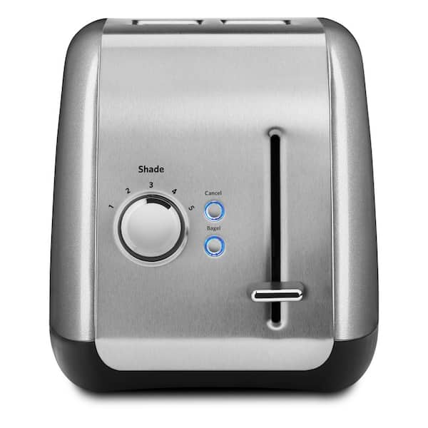 KitchenAid 2-Slice Silver Wide Slot Toaster with Crumb Tray and Shade Control Settings