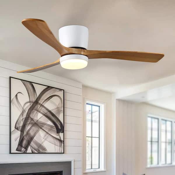 42 in.Indoor White Wood Ceiling Fans with Lights and Remote, 6-Speed, Reversible DC Motor
