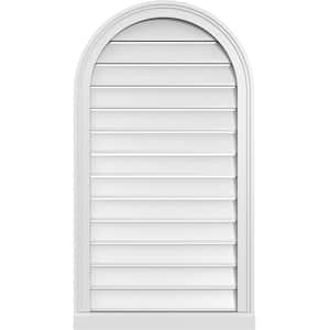 22 in. x 40 in. Round Top Surface Mount PVC Gable Vent: Functional with Brickmould Sill Frame
