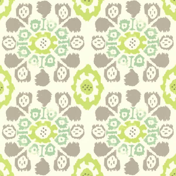 EIJFFINGER Valencia Green Ikat Floral Wallpaper