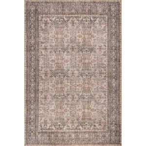 Hillstone Dark Beige 7 ft. 10 in. x 10 ft. Traditional Vintage Medallion Area Rug