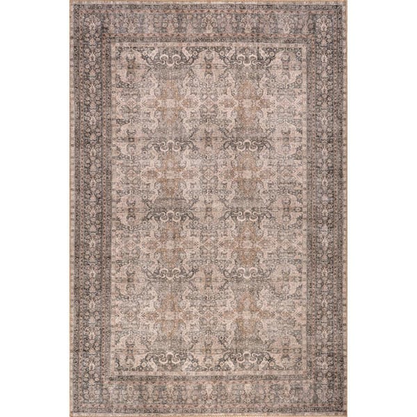 Hillstone Collection Traditional Vintage Medallion Else Dark Beige 10 ft. x 13 ft. Area Rug