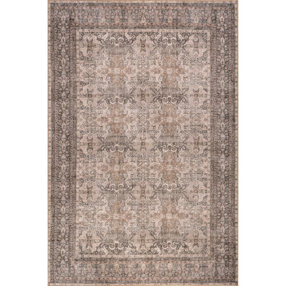 Else Dark Beige Synthetic Traditional Medallion 4' x 6' Area Rug