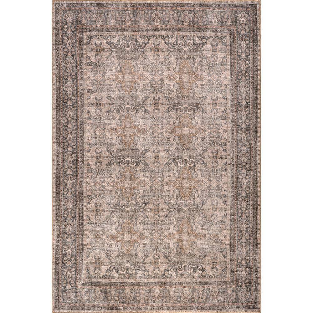 Hillstone Dark Beige Rectangular Synthetic Medallion Area Rug