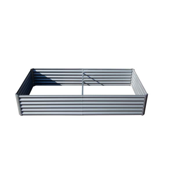 Lycvki Large 17.72 in. Gray Metal Planter Box for Gardening Vegetables and Flowers