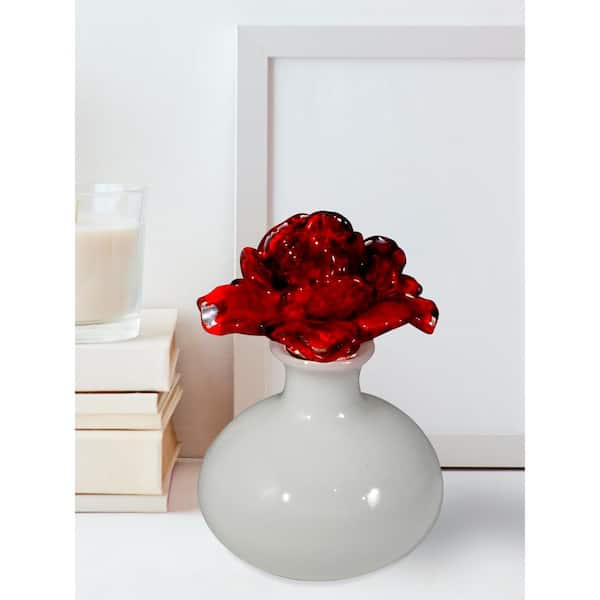 Dale Tiffany Red Rose Hand Blown Perfume Bottle