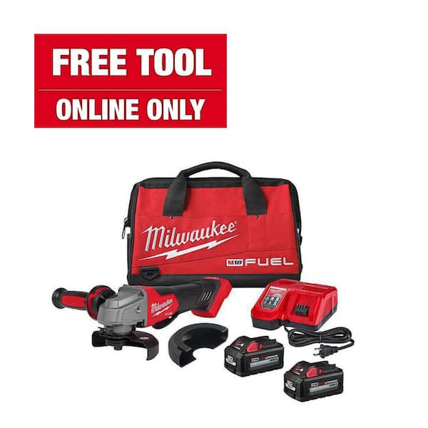 Milwaukee M18 FUEL 18V Lithium-Ion Brushless Cordless 4-1/2 in./5 in. Grinder, Paddle Switch Kit with Two 6.0 Ah Batteries
