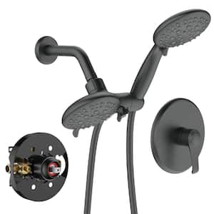 10-Spray Patterns 2 in 1 Shower Faucet Dual Shower Heads Handheld Shower Head Trim Kit in Matte Black
