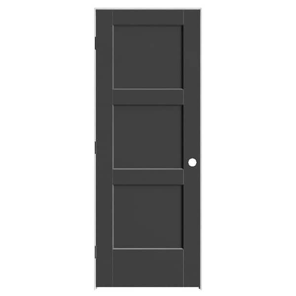 Calden 30 in. x 80 in. 3P Right-Hand Inswing Solid Core Black Composite Single Prehung Interior Door with Black Hinge