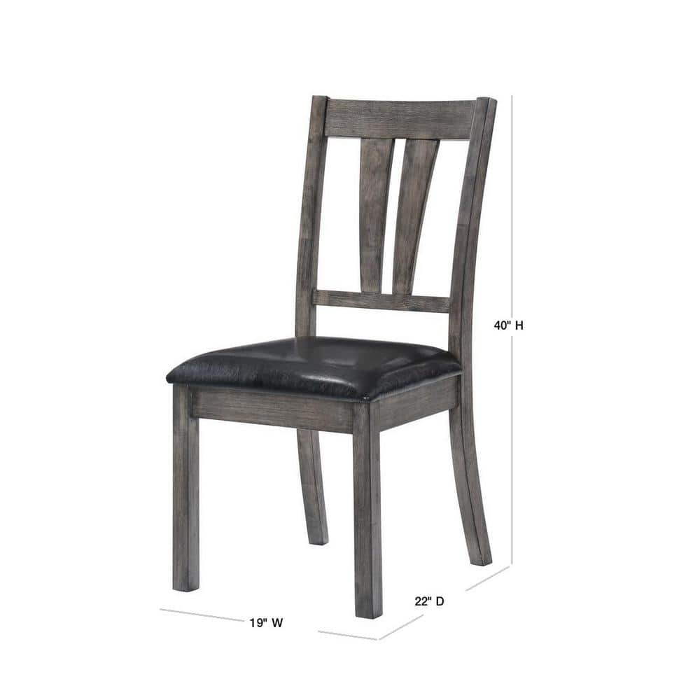 Rustic Grayson High-Back Faux Leather Side Chair in Grey Oak (Set of 2)