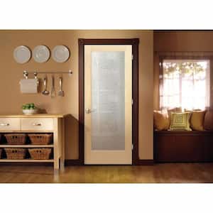 24 in. x 80 in. Left Hand Recipe Pantry Frosted Glass Unfinished Wood Single Prehung Interior Door