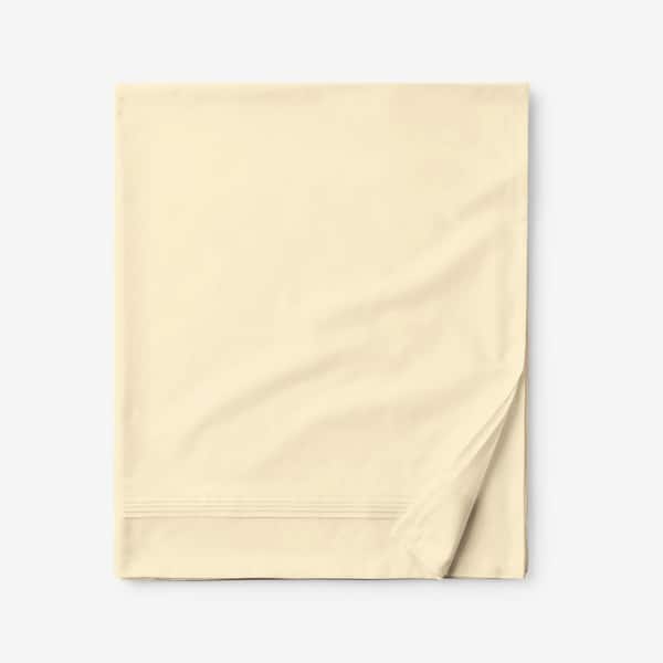 The Company Store Legends Hotel Pale Yellow Solid 600-Thread Count Egyptian Cotton Sateen Twin/Twin XL Flat Sheet
